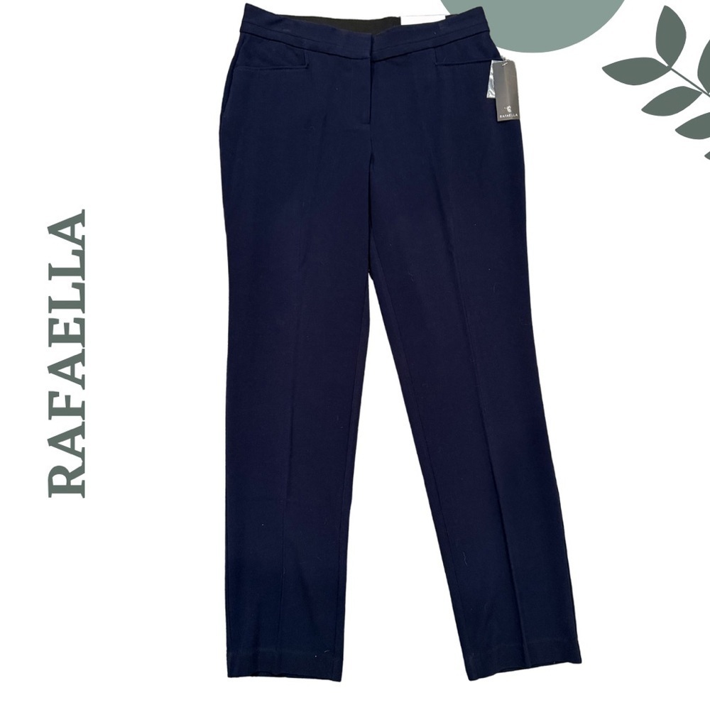 Rafaella Navy Curvy Straight High-Rise Dress Pants Stretch - Size 10